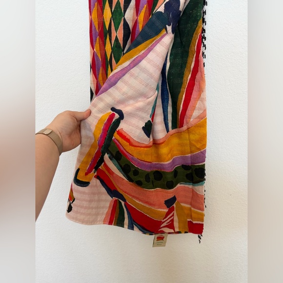 Farm Rio Sarong Patchwork Multicolor Banana White One Size Resortwear Beach - Picture 5 of 5